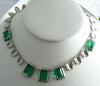 Art Deco Step Glass Bold Emerald Glass Necklace - Vintage Lane Jewelry