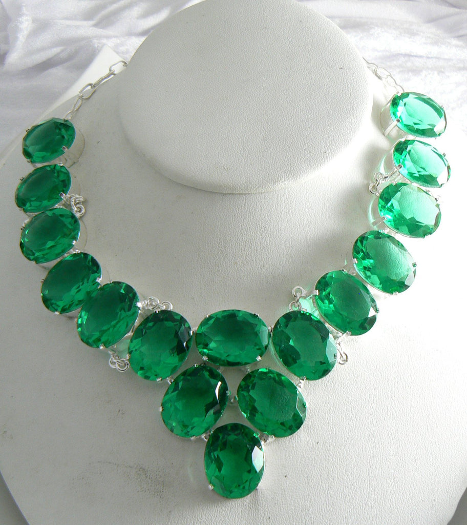 Sterling Silver Green Quartz Necklace - Vintage Lane Jewelry