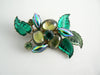 Vintage Green Molded Glass And Rhinestone Brooch - Vintage Lane Jewelry