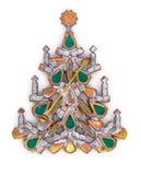 Czech Glass Green Christmas Tree Brooch - Vintage Lane Jewelry