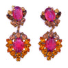 Czech Glass Topaz and Hot Pink Pierced Earrings - Vintage Lane Jewelry