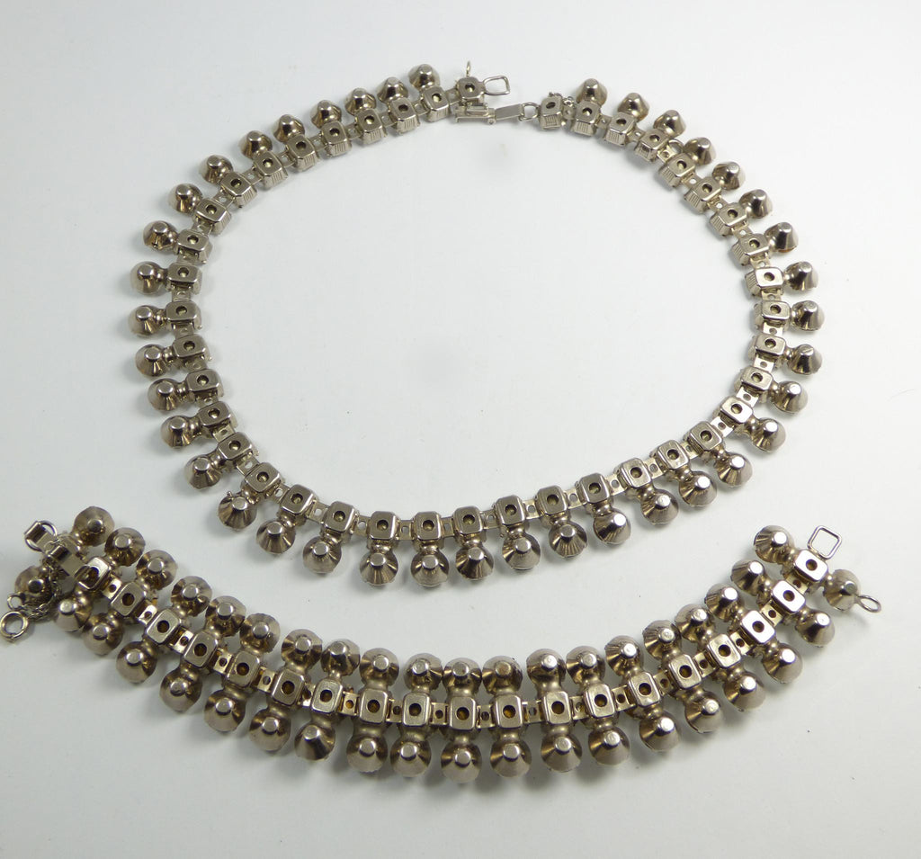 Vintage Rhinestone Necklace Bracelet Set - Vintage Lane Jewelry