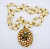 Early Miriam Haskell Baroque Glass Pearl Filigree Pendant Necklace - Vintage Lane Jewelry