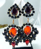 Black and Red Czech Glass Clip Earrings - Vintage Lane Jewelry