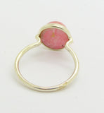 2 CT Pink Rhodochrosite Sterling Silver 925 Modernist Ring - Vintage Lane Jewelry