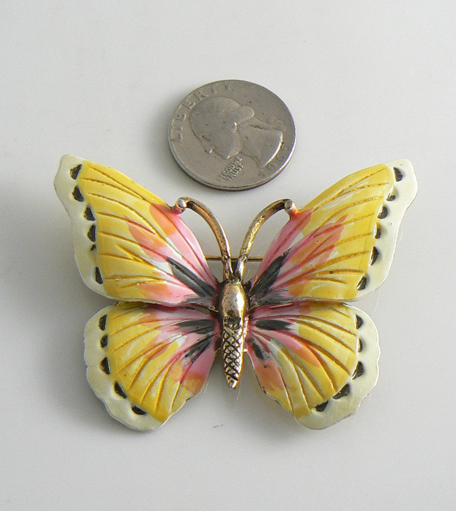 Hollycraft Enamel Butterfly Figural Brooch - Vintage Lane Jewelry