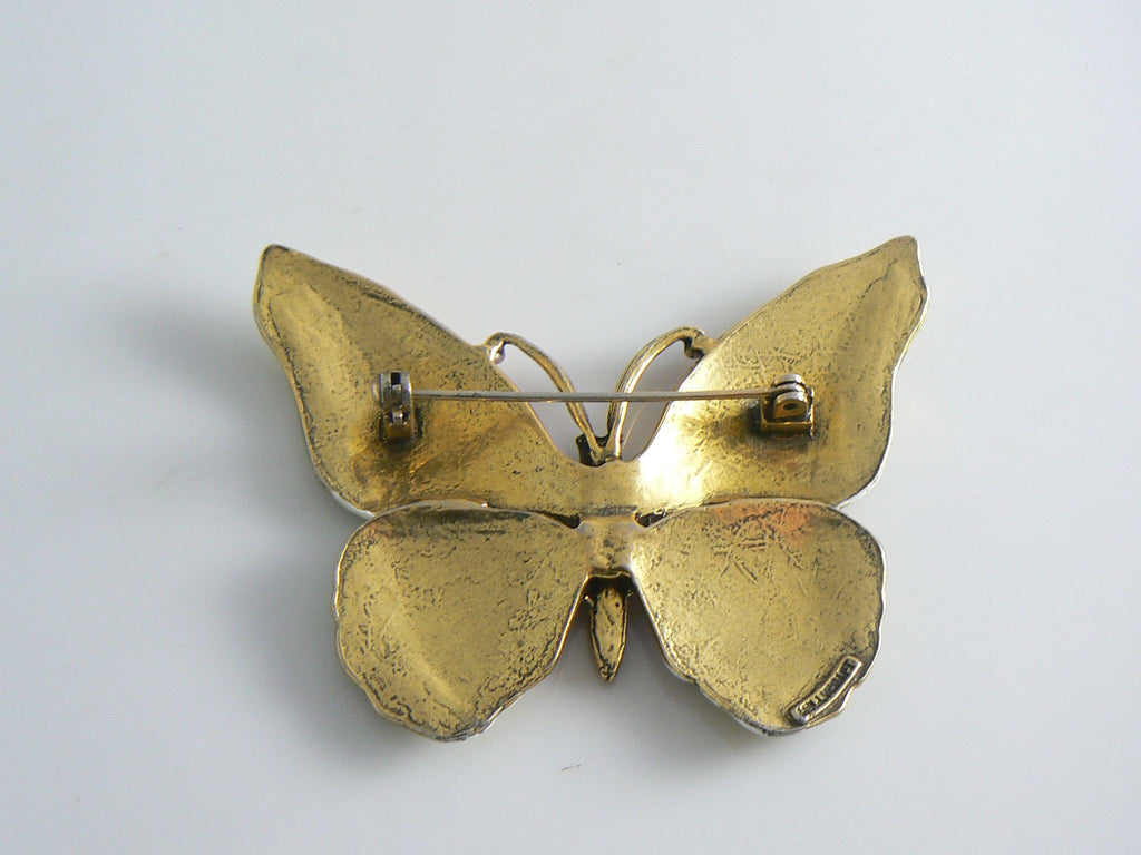 Hollycraft Enamel Butterfly Figural Brooch - Vintage Lane Jewelry