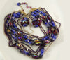 Vintage Signed Hobe AB Carnival Blue Art Glass Necklace Clip Earring Set - Vintage Lane Jewelry