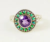 Natural Amethyst and Opal Sterling Silver Poison Pill Box Ring - Vintage Lane Jewelry