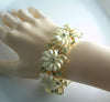 Yellow lucite flowers jonquil rhinestones necklace bracelet set - Vintage Lane Jewelry