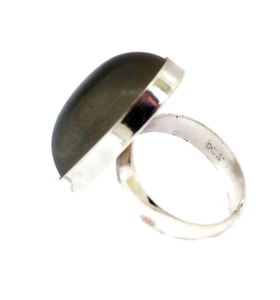 Large Oval Mood Stone Ring Sterling Silver - Vintage Lane Jewelry
