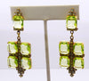 Vaseline Uranium Czech Glass Pierced Earrings - Vintage Lane Jewelry