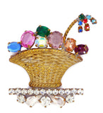 Rhinestone Easter Egg Basket Brooch - Vintage Lane Jewelry