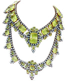 Czech Husar D Vaseline Uranium Glass Statement Necklace - Vintage Lane Jewelry