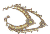 Czech Husar D Vaseline Uranium Glass Statement Necklace - Vintage Lane Jewelry