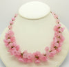 Pink Quartz Beads Glass Flower Necklace - Vintage Lane Jewelry