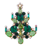 Green Rhinestone Christmas Tree Brooch - Vintage Lane Jewelry
