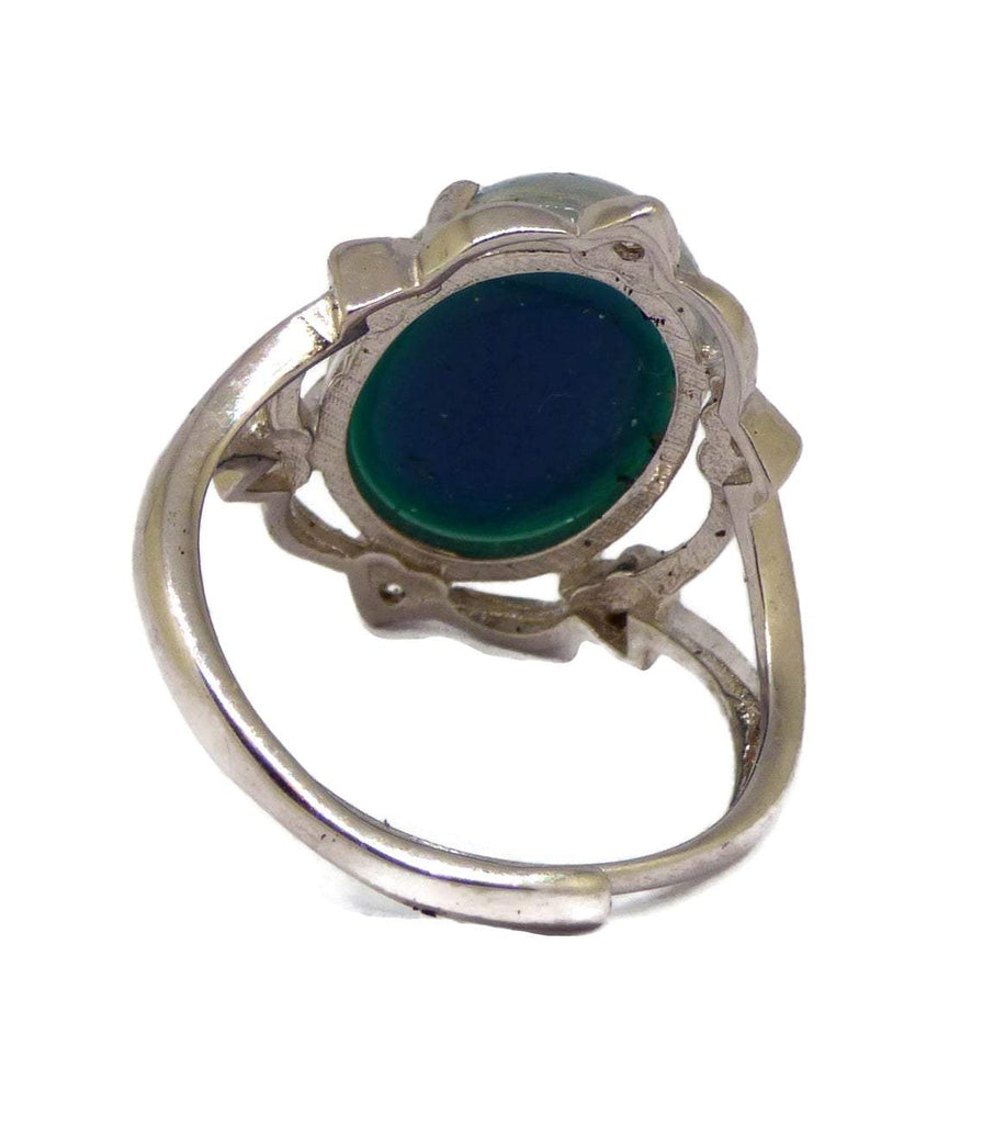 White Gold Plated Zircon Mood Ring - Vintage Lane Jewelry