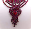 Red Rhinestone Heart Choker Husar D - Vintage Lane Jewelry