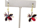 Czech Glass Black and Red Fly Earrings - Vintage Lane Jewelry