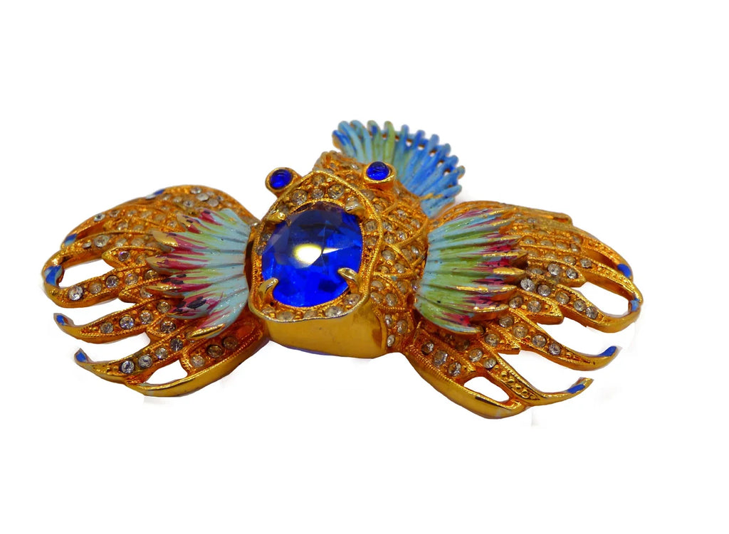 Corocraft Rhinestone Rock Fish - Vintage Lane Jewelry
