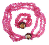 Early Miriam Haskell Pink Givre Glass Beaded Necklace and Bracelet - Vintage Lane Jewelry