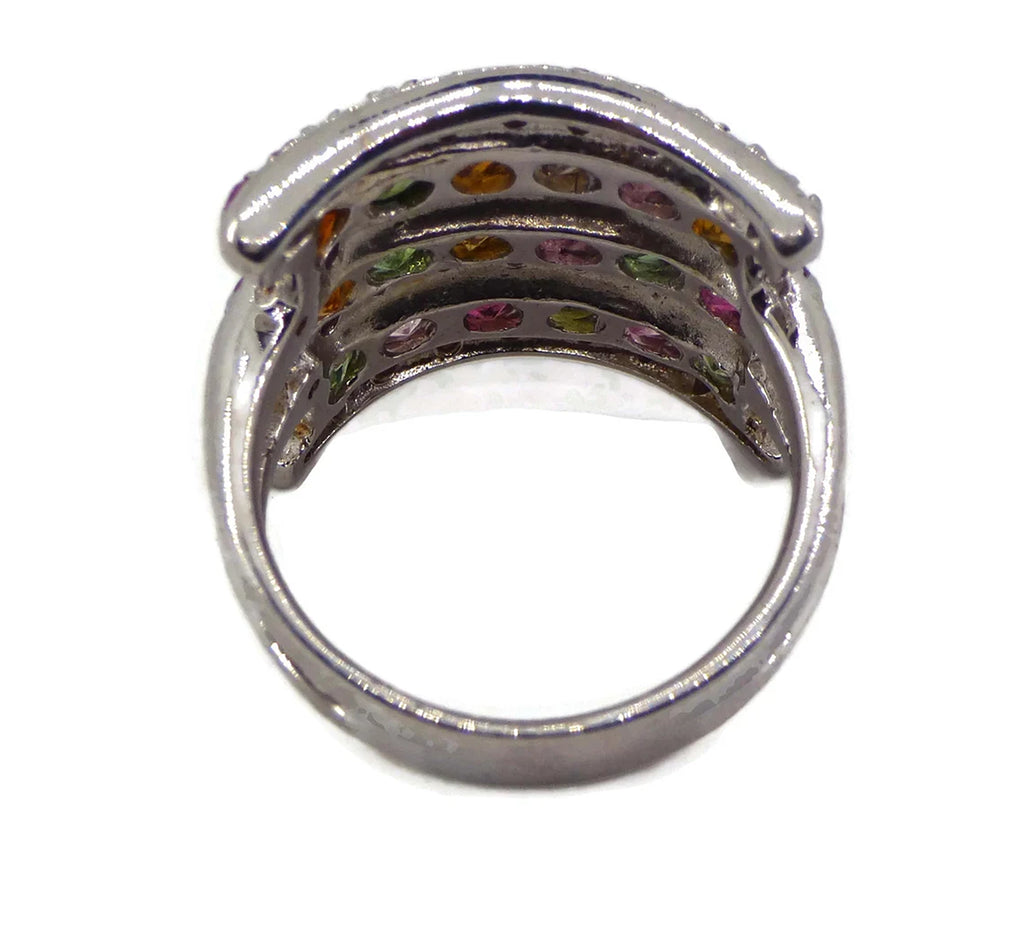 Round Tourmaline, Rhodolite Garnet Ring - Vintage Lane Jewelry