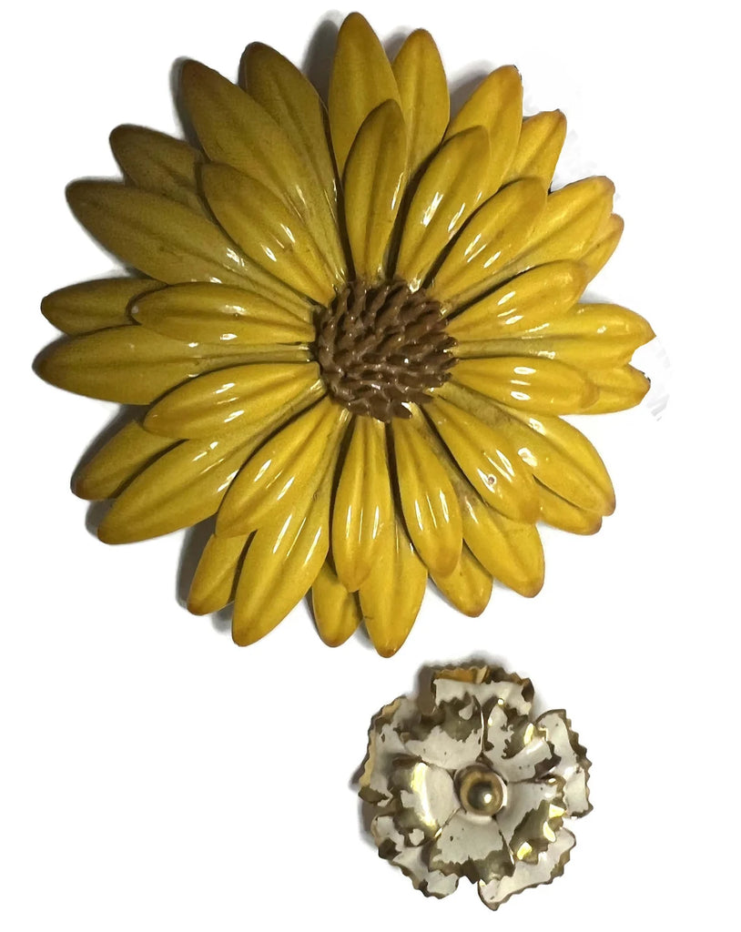 Vintage Enamel Flower Pins Yellow Lot - Vintage Lane Jewelry