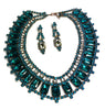 Husar D. Bright Blue Czech Glass Bib Style Collar Necklace - Vintage Lane Jewelry