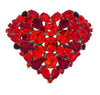 Red Rhinestone Heart Brooch - Vintage Lane Jewelry