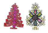 Czech Rhinestone Christmas Tree Brooches Husar D - Vintage Lane Jewelry