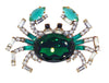 Czech Green Glass Rhinestone Crab Brooch - Vintage Lane Jewelry