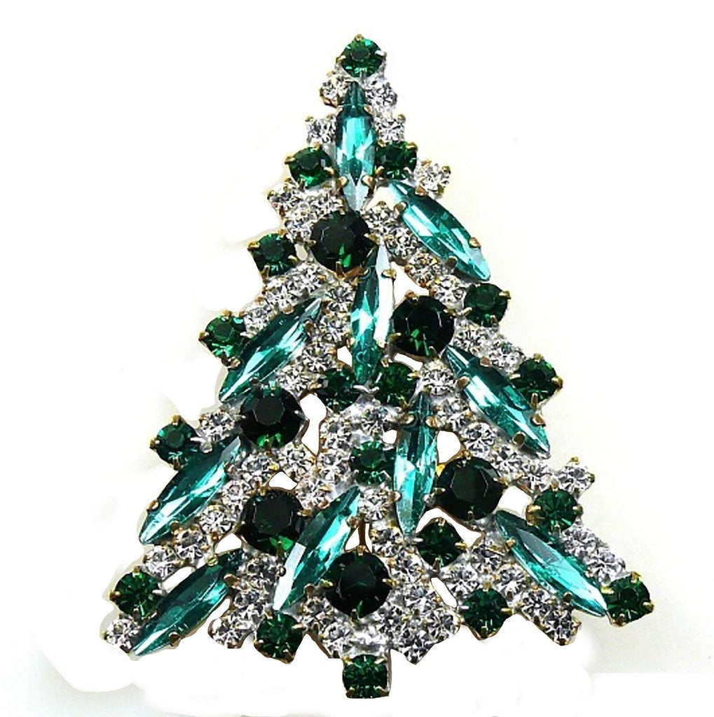 Czech Glass Christmas trees Brooches - Vintage Lane Jewelry