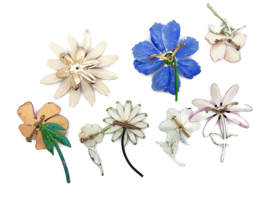 Polka Dots Flowers Enamel Flower Lot - Vintage Lane Jewelry