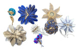 Blue Flowers Enamel Flower Lot - Vintage Lane Jewelry