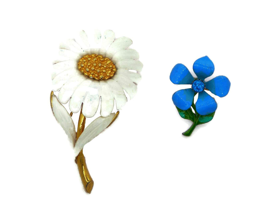 Blue Flowers Enamel Flower Lot - Vintage Lane Jewelry