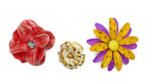 Mixed Colors Enamel Flower Lot 9 flowers - Vintage Lane Jewelry