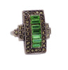 Uranium Glass Art Deco Marcasite Sterling Silver Ring - Vintage Lane Jewelry