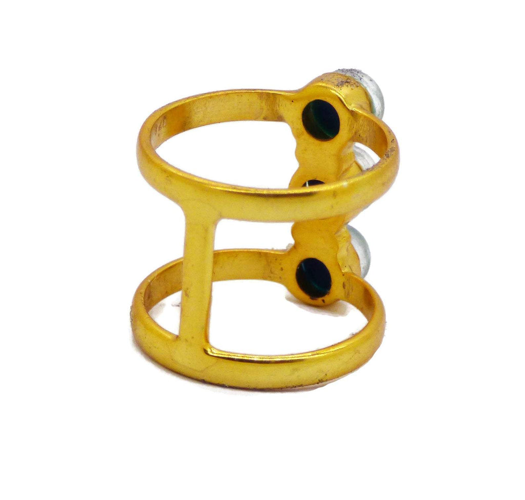 Brushed Gold 3 Stone Mood Ring - Vintage Lane Jewelry