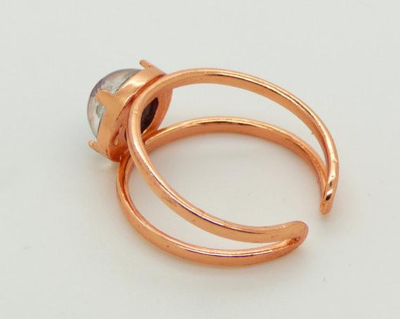 Round 8mm Mood Ring Copper Plated Brass Setting, Adjustable - Vintage ...