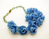 Blue Roses Early Plastic Celluloid Chain Necklace - Vintage Lane Jewelry