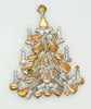 Czech Glass Candles Christmas Tree Brooch, Vintage Rhinestones Xmas Tree Pin - Vintage Lane Jewelry