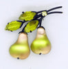 Double Pear Austria Frosted Green Fruit Brooch - Vintage Lane Jewelry