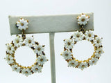 Marvella White Thermoset Flower Demi Parure, Clip Earrings - Vintage Lane Jewelry