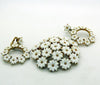 Marvella White Thermoset Flower Demi Parure, Clip Earrings - Vintage Lane Jewelry