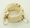 Miriam Haskell Glass Pearl Crystal Coil Bracelet - Vintage Lane Jewelry