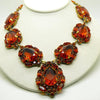 Huge Topaz Czech Glass Statement Necklace and matching clip earrings - Vintage Lane Jewelry