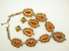 Huge Topaz Czech Glass Statement Necklace and matching clip earrings - Vintage Lane Jewelry