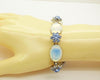 Vintage Hattie Carnegie Cabochon Moonstone Blue Rhinestone Bracelet and Clip Earrings - Vintage Lane Jewelry