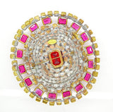 Bijoux MG Huge Multicolored Rhinestone Statement Brooch - Vintage Lane Jewelry